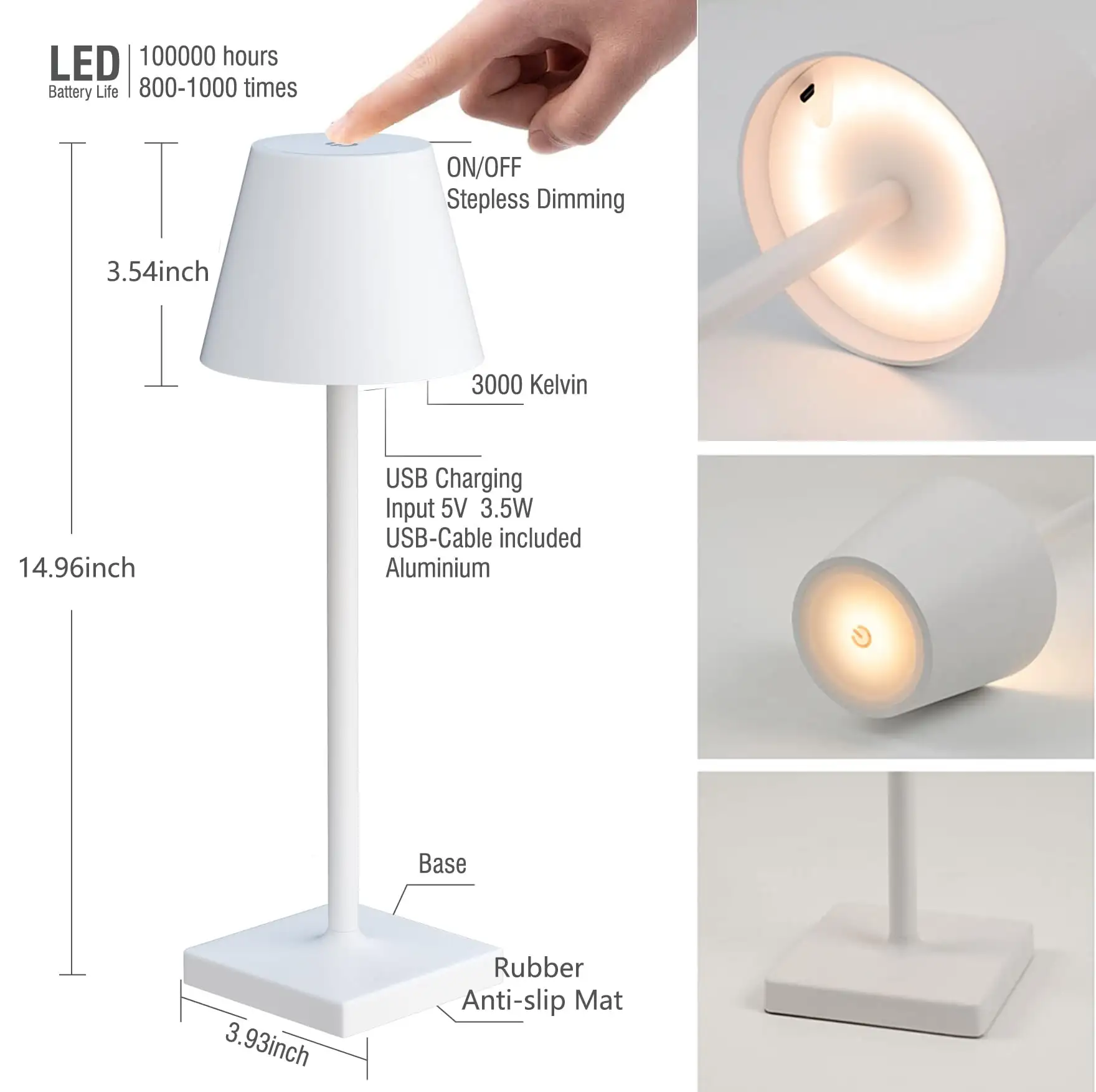 Touch Control LED Desk Lamp (Metal) - Image 2