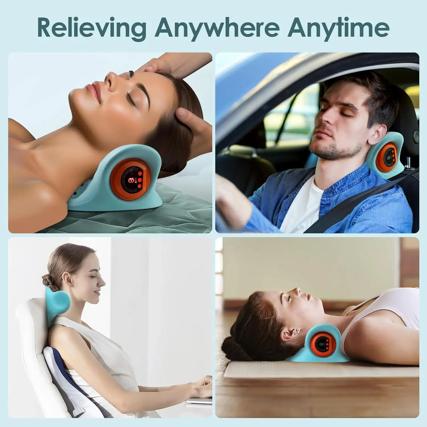 Electric Neck Massager with Heat Vibration Cervical Pillow